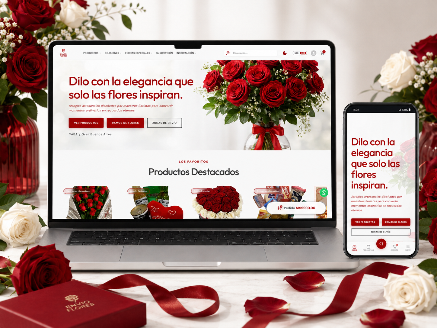 Vista principal de Envio Flores